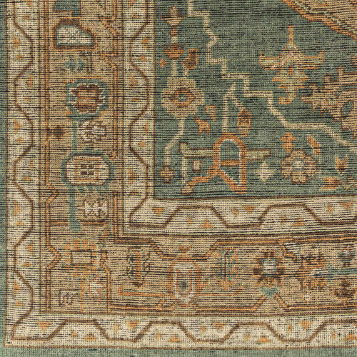 Reign Handgemaakt Wollen Vloerkleed — Medaillonontwerp in Blauwgroen & Terracotta | REG-2304
