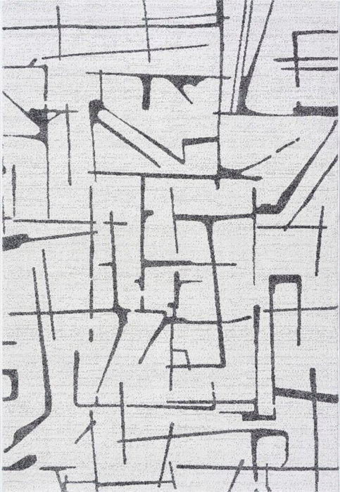 8'x10' Power-Loomed Modern Geometrical Style Grey/Ivory Area Rug – KB Rugs