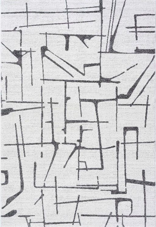 8'x10' Power-Loomed Modern Geometrical Style Grey/Ivory Area Rug – KB Rugs