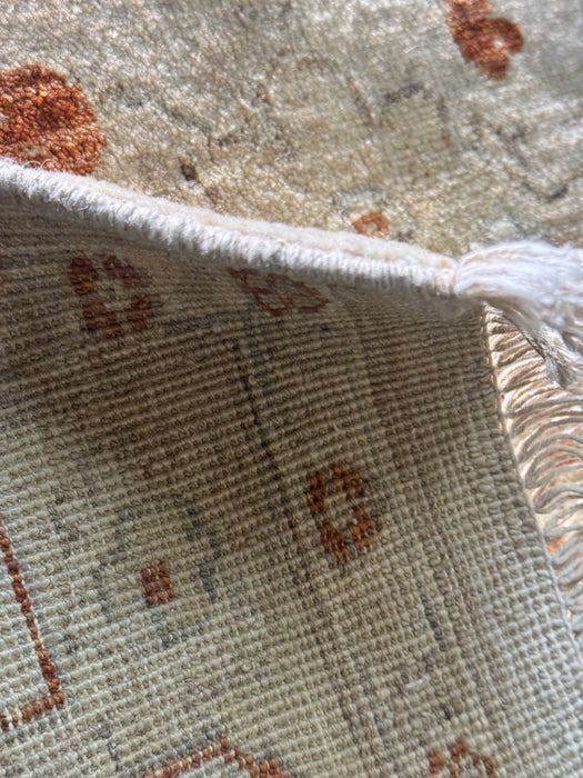 9'x12' Handgeknoopt Chobi wollen vloerkleed - Beige/Rood