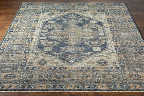 Reign handgemaakt wollen vloerkleed — Marineblauw / Taupe | REG-2309