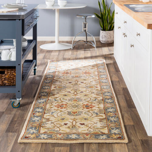 Caesar Handmade Wool Rug — Beige / Denim | CAE-1125