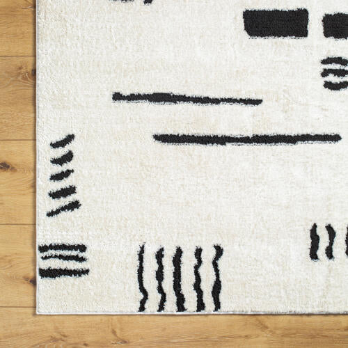 Livabliss Freud Machine Woven Rug — Ivory / Black | FEU-2333