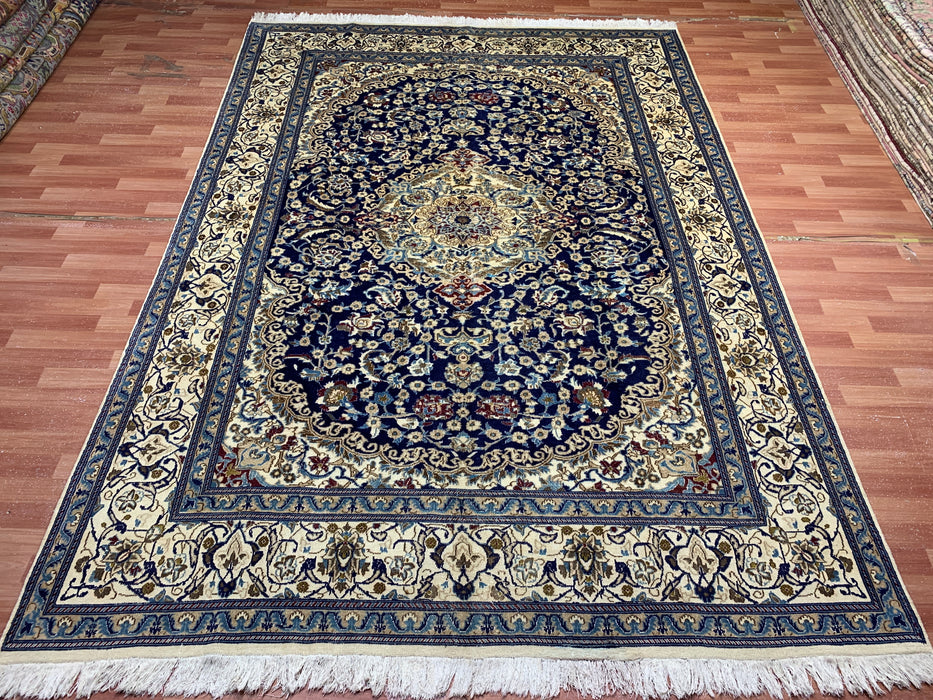 8'x10' Hand-Knotted Chobi Navy/Ivory Area Rug – KB Rugs