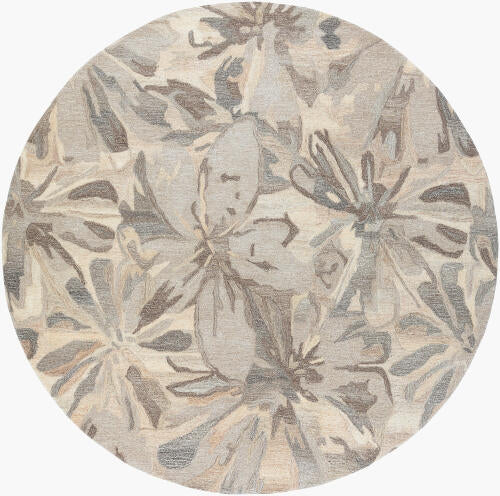 Athena handgemaakt wollen bloementapijt — Taupe | ATH-5150