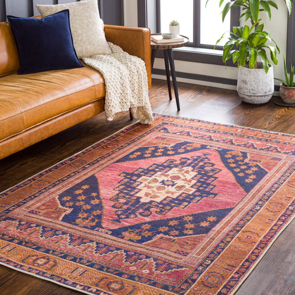 Amelie Machinewasbaar Vloerkleed — Roze / Roestoranje | AML-2347 - colour & pattern