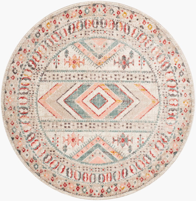 Ankara Machinaal Geweven Vloerkleed — Ivoor / Roze Salie Multi | AKR-2336