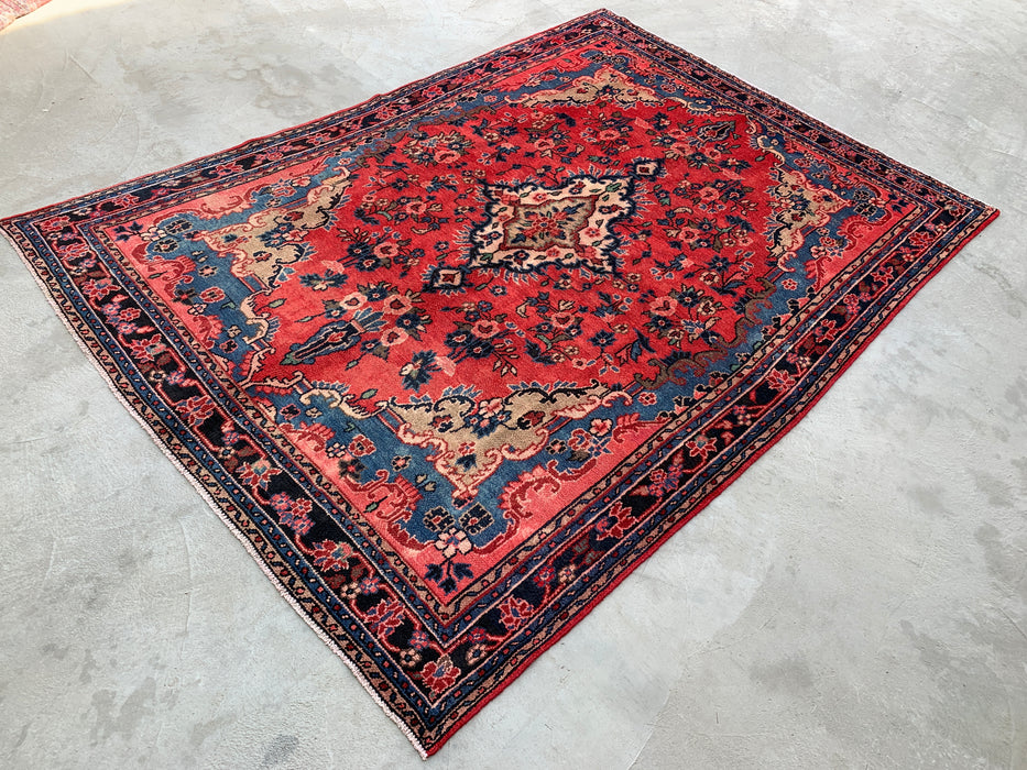 10'2 x 7'3 handgeknoopt Perzisch wollen tapijt - Koraalkleurig bloemenmedaillonontwerp - KBHM-1000