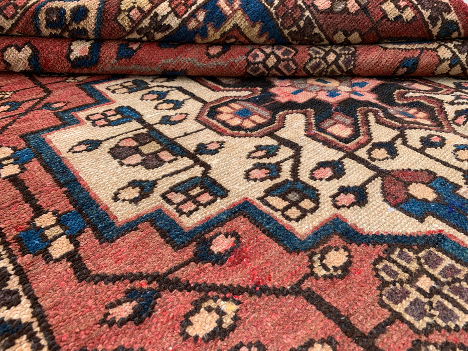 6'3 x 4'9 handgeknoopt Perzisch wollen tapijt - Mauve & blauw geometrisch medaillonontwerp - KBHM-1001