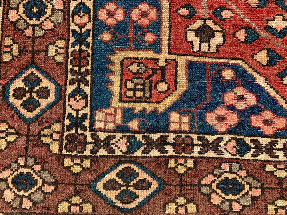 6'3 x 4'9 handgeknoopt Perzisch wollen tapijt - Mauve & blauw geometrisch medaillonontwerp - KBHM-1001
