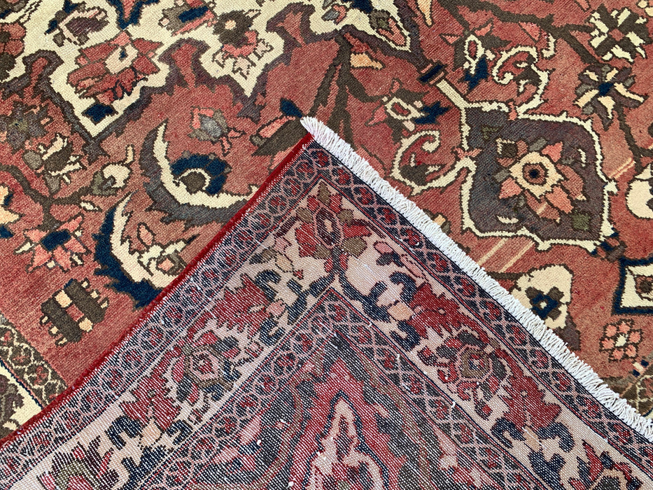 Handgemaakt Perzisch wollen vloerkleed 7x10 - Taupekleurig Perzisch stijl kleed met bloemenmedaillon - Exacte afmeting 9'8" x 6'11" - KBHM-1002