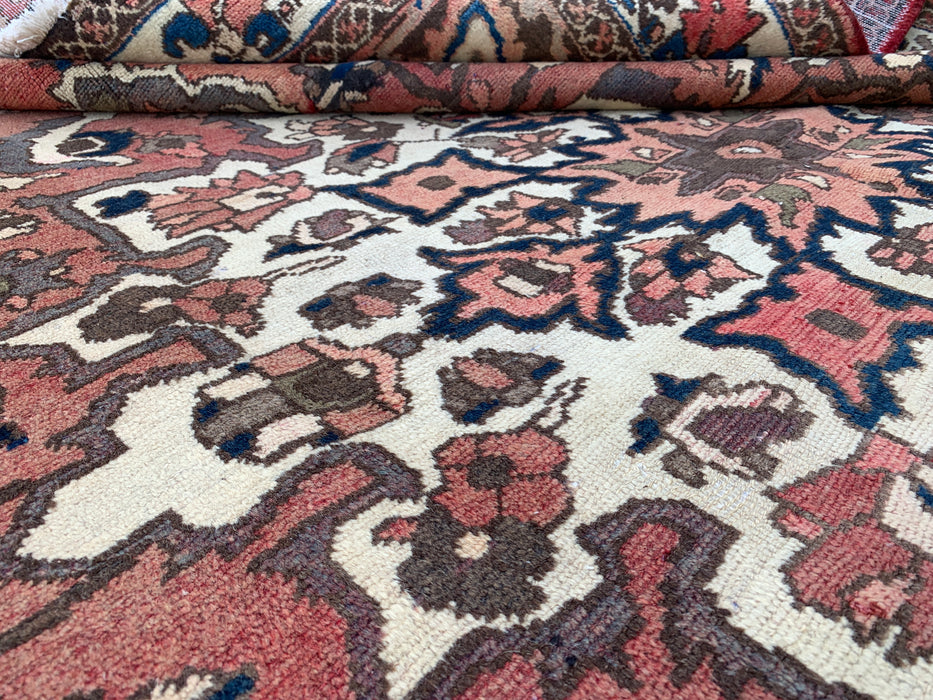 Handgemaakt Perzisch wollen vloerkleed 7x10 - Taupekleurig Perzisch stijl kleed met bloemenmedaillon - Exacte afmeting 9'8" x 6'11" - KBHM-1002
