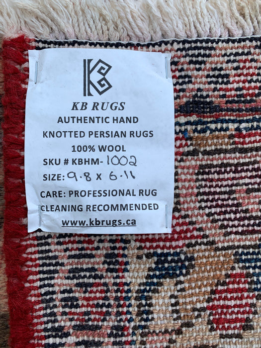 Handgemaakt Perzisch wollen vloerkleed 7x10 - Taupekleurig Perzisch stijl kleed met bloemenmedaillon - Exacte afmeting 9'8" x 6'11" - KBHM-1002