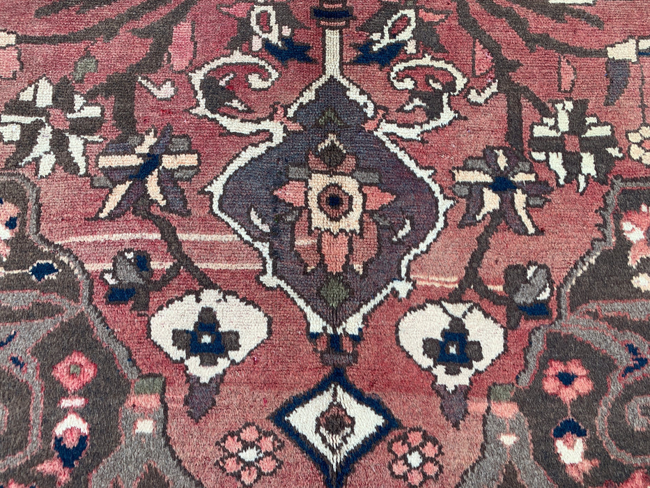 Handgemaakt Perzisch wollen vloerkleed 7x10 - Taupekleurig Perzisch stijl kleed met bloemenmedaillon - Exacte afmeting 9'8" x 6'11" - KBHM-1002