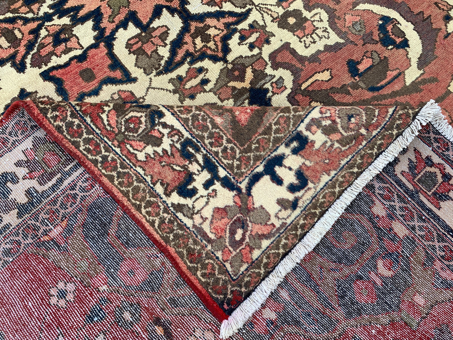 Handgemaakt Perzisch wollen vloerkleed 7x10 - Taupekleurig Perzisch stijl kleed met bloemenmedaillon - Exacte afmeting 9'8" x 6'11" - KBHM-1002