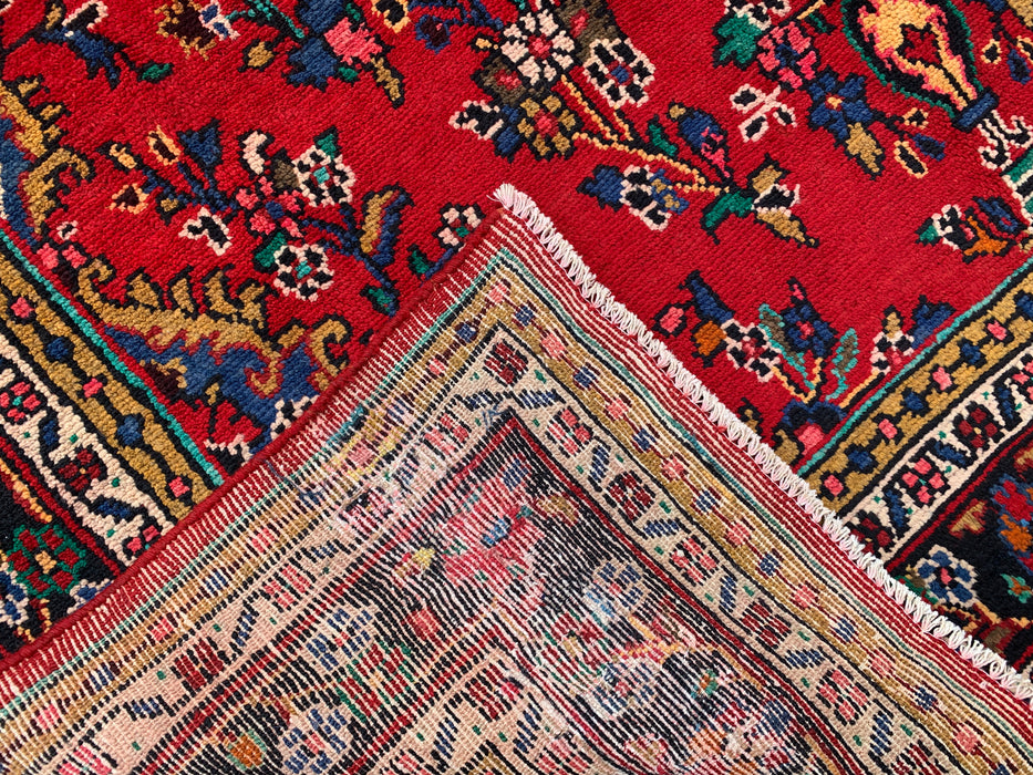 9'11 x 7'1 handgeknoopt Perzisch wollen tapijt - Rood floraal medaillonontwerp - KBHM-1003