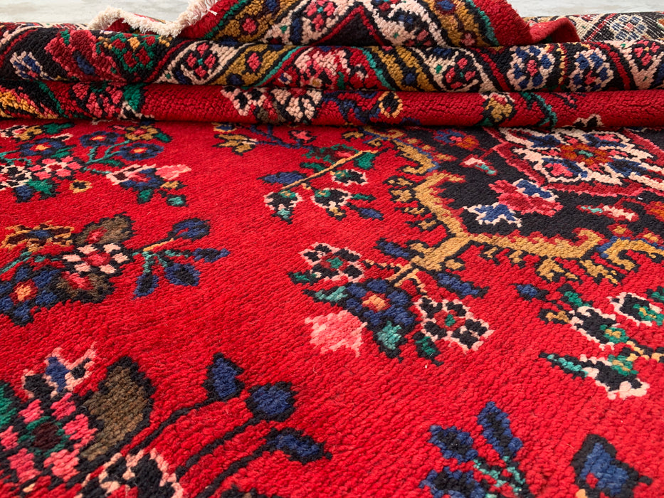 9'11 x 7'1 handgeknoopt Perzisch wollen tapijt - Rood floraal medaillonontwerp - KBHM-1003