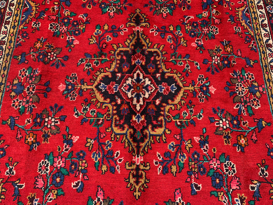 9'11 x 7'1 handgeknoopt Perzisch wollen tapijt - Rood floraal medaillonontwerp - KBHM-1003