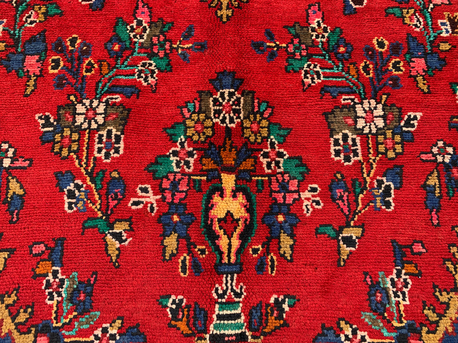 9'11 x 7'1 handgeknoopt Perzisch wollen tapijt - Rood floraal medaillonontwerp - KBHM-1003