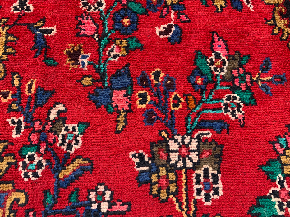 9'11 x 7'1 handgeknoopt Perzisch wollen tapijt - Rood floraal medaillonontwerp - KBHM-1003