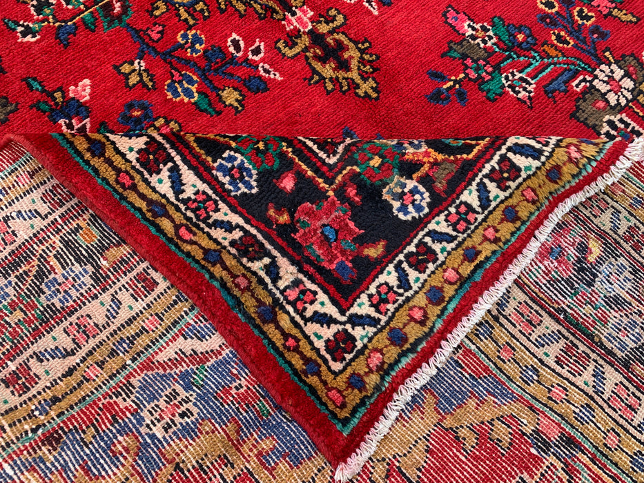 9'11 x 7'1 handgeknoopt Perzisch wollen tapijt - Rood floraal medaillonontwerp - KBHM-1003