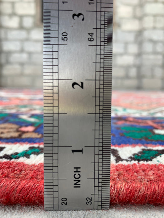 9'9 x 5'1 handgeknoopt Perzisch wollen tapijt - Vervaagd perzikkleurig tribaal medaillonontwerp - KBHM-1004