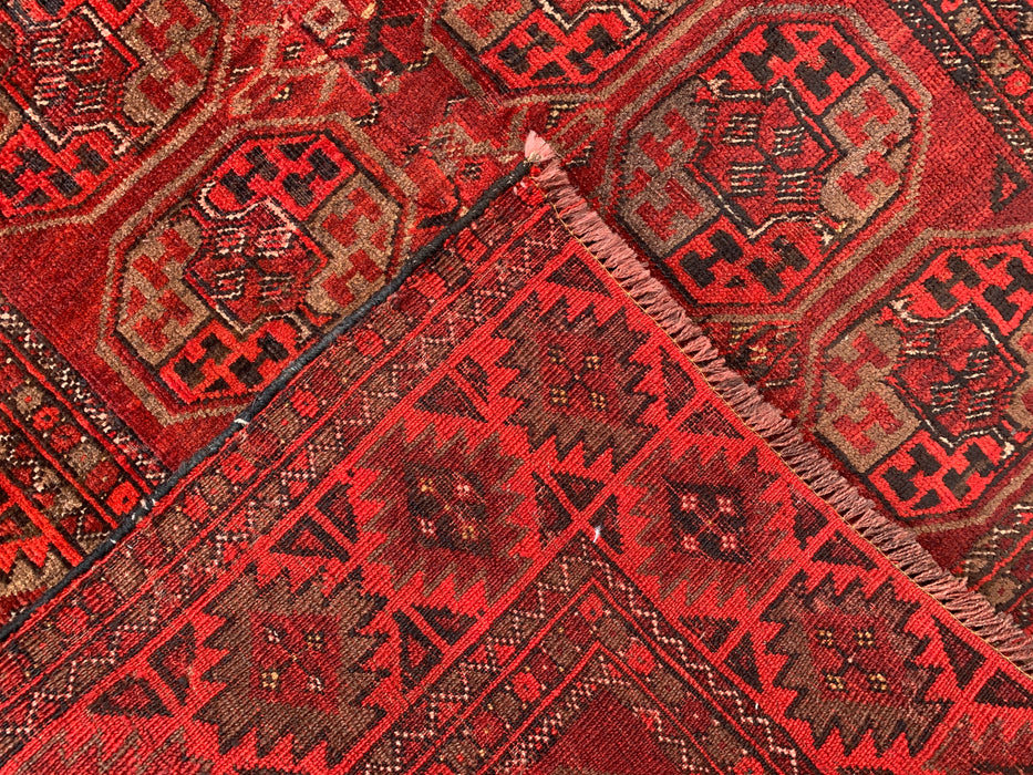 6'4 x 3'2 Handgeknoopt Perzisch wollen tapijt - Rood geometrisch tribaal ontwerp - KBHM-1005
