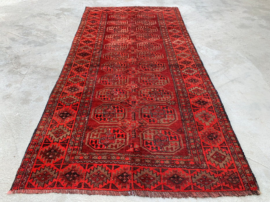 6'4 x 3'2 Handgeknoopt Perzisch wollen tapijt - Rood geometrisch tribaal ontwerp - KBHM-1005