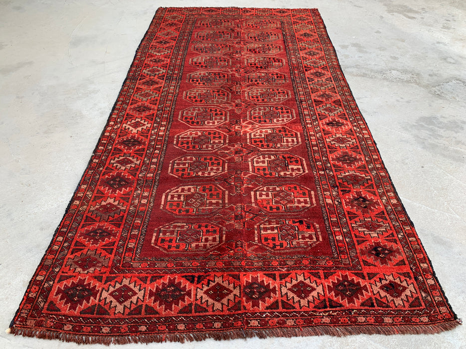 6'4 x 3'2 Handgeknoopt Perzisch wollen tapijt - Rood geometrisch tribaal ontwerp - KBHM-1005