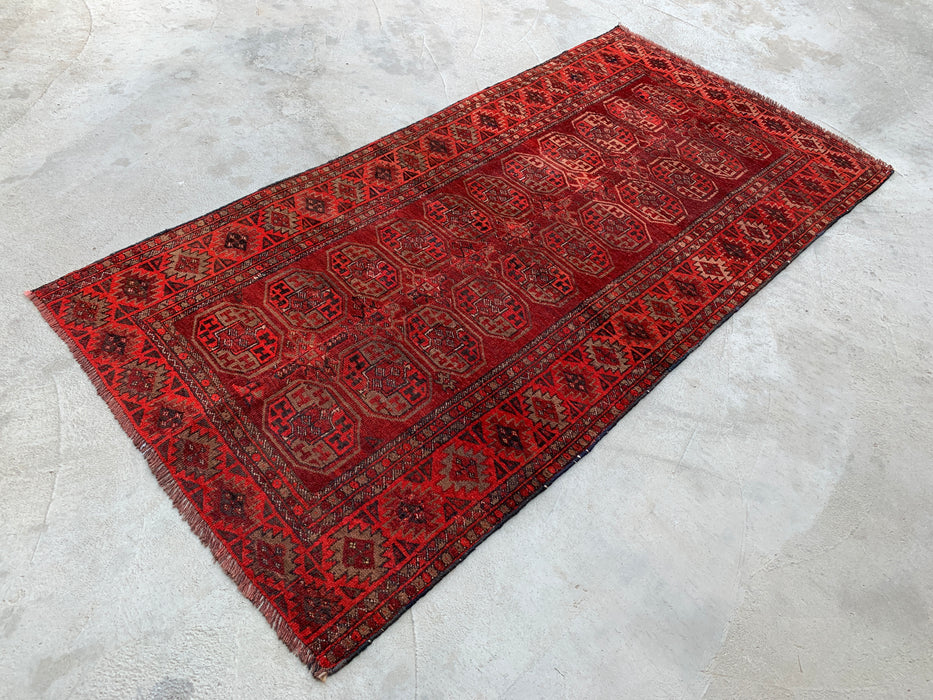 6'4 x 3'2 Handgeknoopt Perzisch wollen tapijt - Rood geometrisch tribaal ontwerp - KBHM-1005