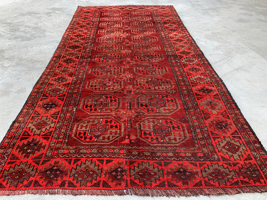 6'4 x 3'2 Handgeknoopt Perzisch wollen tapijt - Rood geometrisch tribaal ontwerp - KBHM-1005