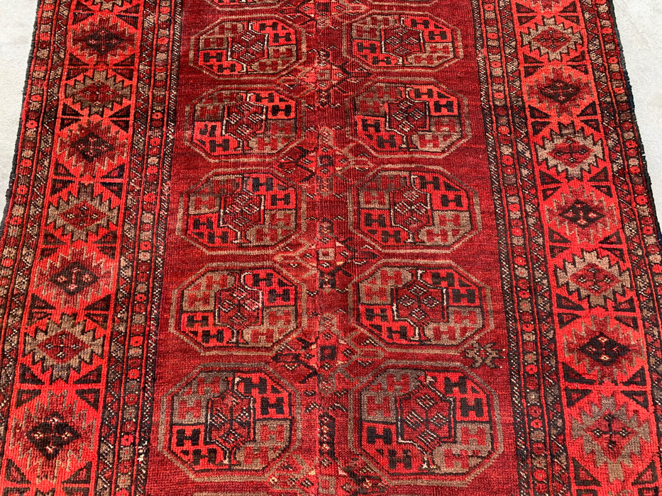 6'4 x 3'2 Handgeknoopt Perzisch wollen tapijt - Rood geometrisch tribaal ontwerp - KBHM-1005
