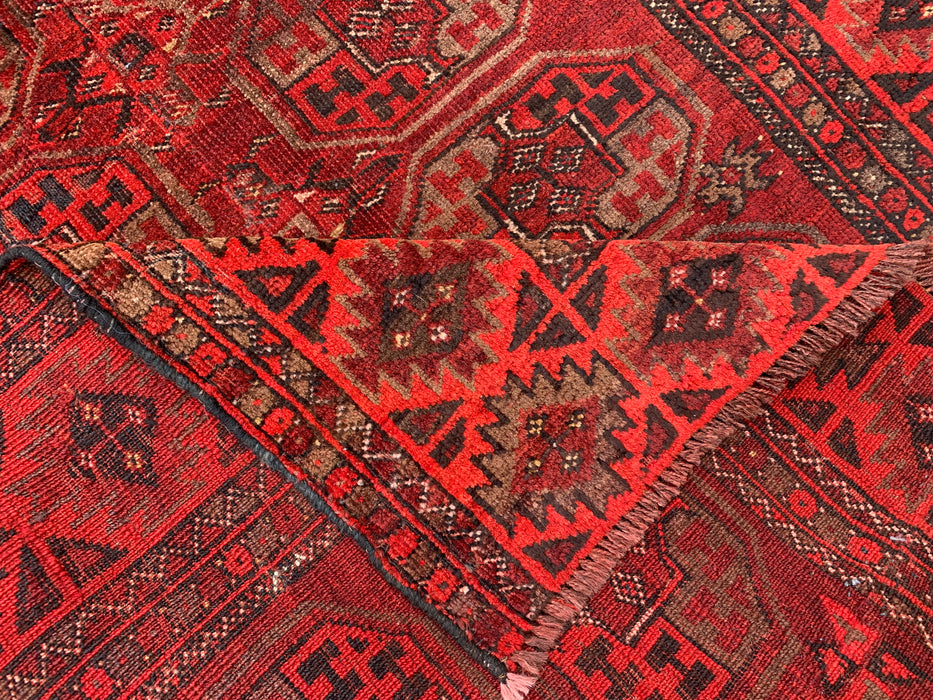 6'4 x 3'2 Handgeknoopt Perzisch wollen tapijt - Rood geometrisch tribaal ontwerp - KBHM-1005