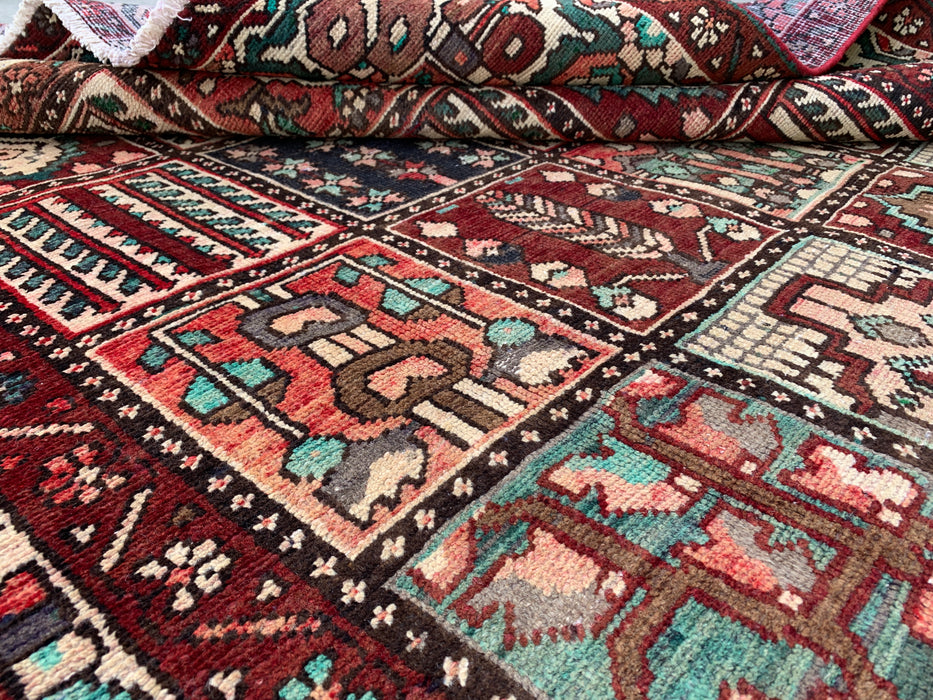 Handgemaakt Perzisch wollen vloerkleed 7x10 - Veelkleurig geometrisch patchwork kleed in Perzische stijl - Exacte afmeting 9'5" x 6'7" - KBHM-1006