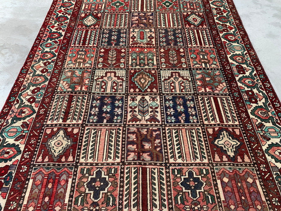 Handgemaakt Perzisch wollen vloerkleed 7x10 - Veelkleurig geometrisch patchwork kleed in Perzische stijl - Exacte afmeting 9'5" x 6'7" - KBHM-1006