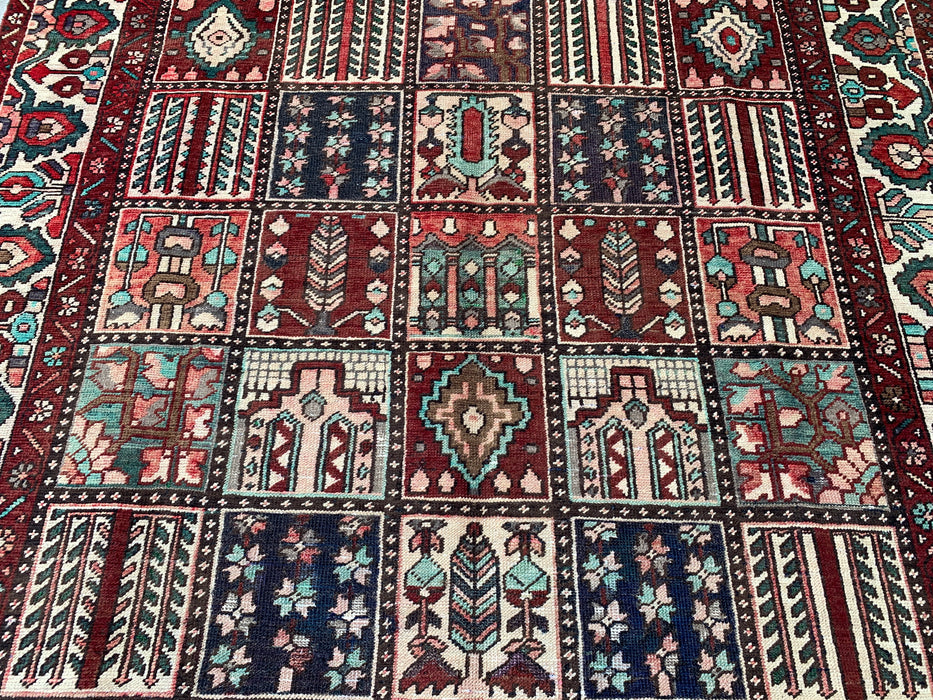Handgemaakt Perzisch wollen vloerkleed 7x10 - Veelkleurig geometrisch patchwork kleed in Perzische stijl - Exacte afmeting 9'5" x 6'7" - KBHM-1006