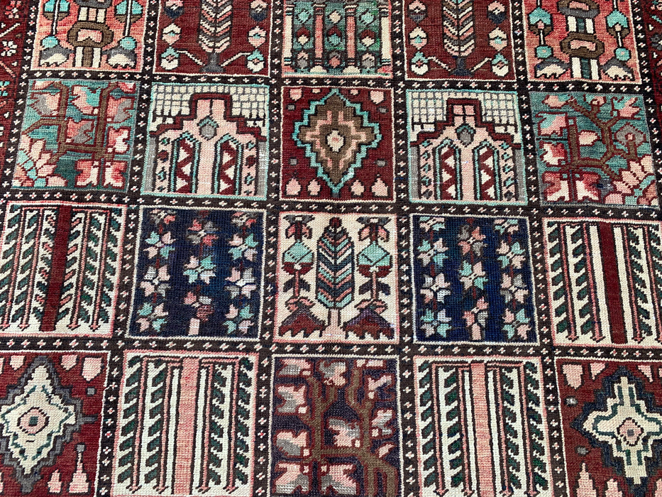 Handgemaakt Perzisch wollen vloerkleed 7x10 - Veelkleurig geometrisch patchwork kleed in Perzische stijl - Exacte afmeting 9'5" x 6'7" - KBHM-1006