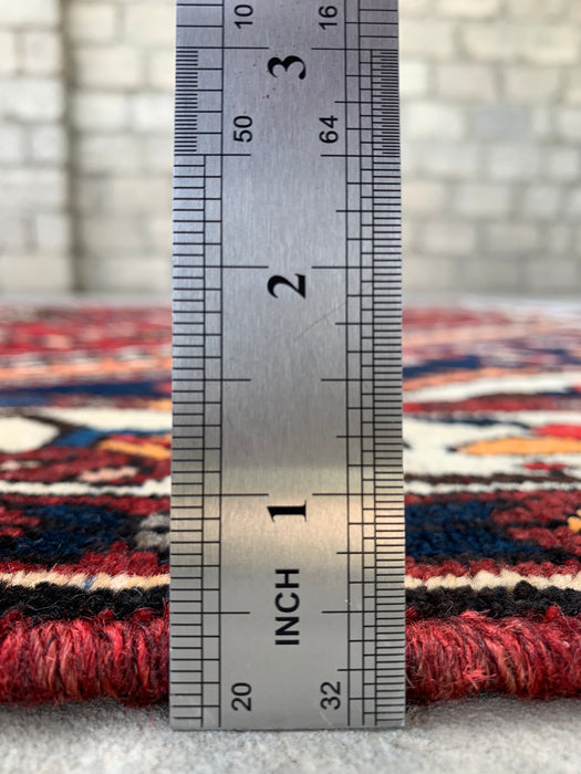 7'6 x 5'3 Handgeknoopt Perzisch wollen tapijt - Rood geometrisch medaillonontwerp - KBHM-1007