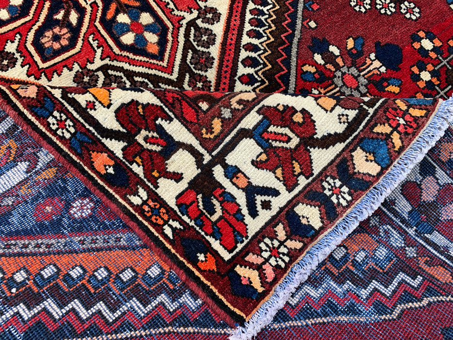 7'6 x 5'3 Handgeknoopt Perzisch wollen tapijt - Rood geometrisch medaillonontwerp - KBHM-1007