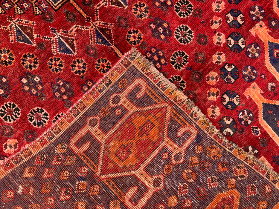 211 x 114 cm Handgeknoopt Perzisch wollen tapijt - Rood tribaal medaillonmotief - KBHM-1008