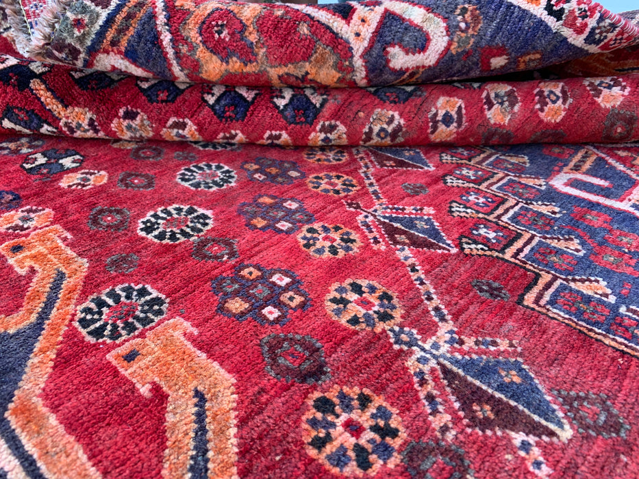 211 x 114 cm Handgeknoopt Perzisch wollen tapijt - Rood tribaal medaillonmotief - KBHM-1008