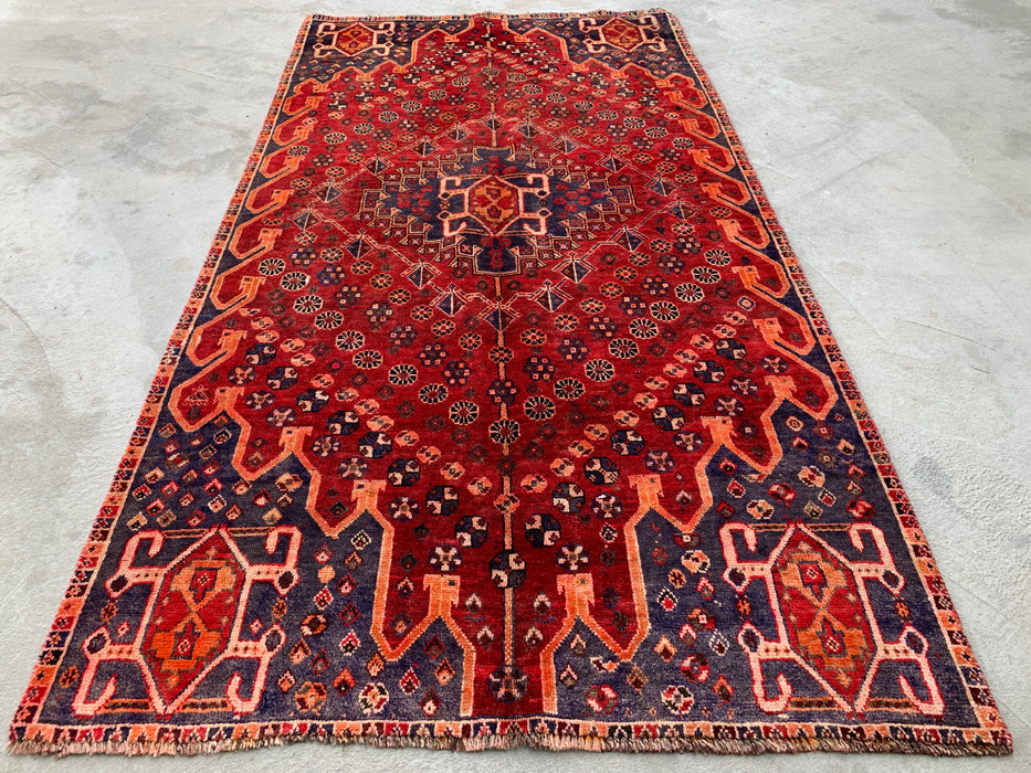 211 x 114 cm Handgeknoopt Perzisch wollen tapijt - Rood tribaal medaillonmotief - KBHM-1008