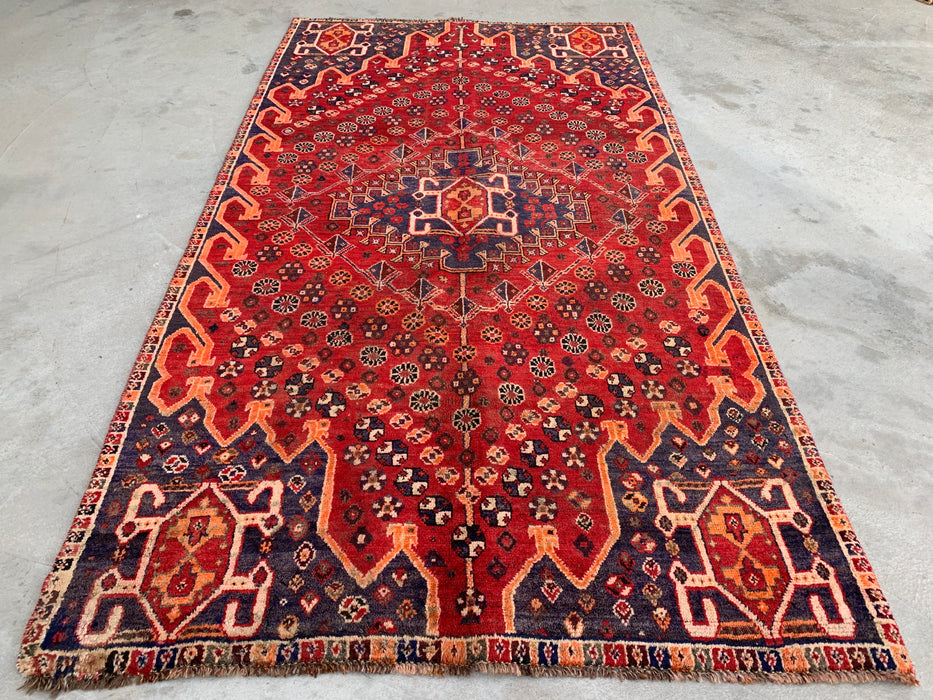 211 x 114 cm Handgeknoopt Perzisch wollen tapijt - Rood tribaal medaillonmotief - KBHM-1008