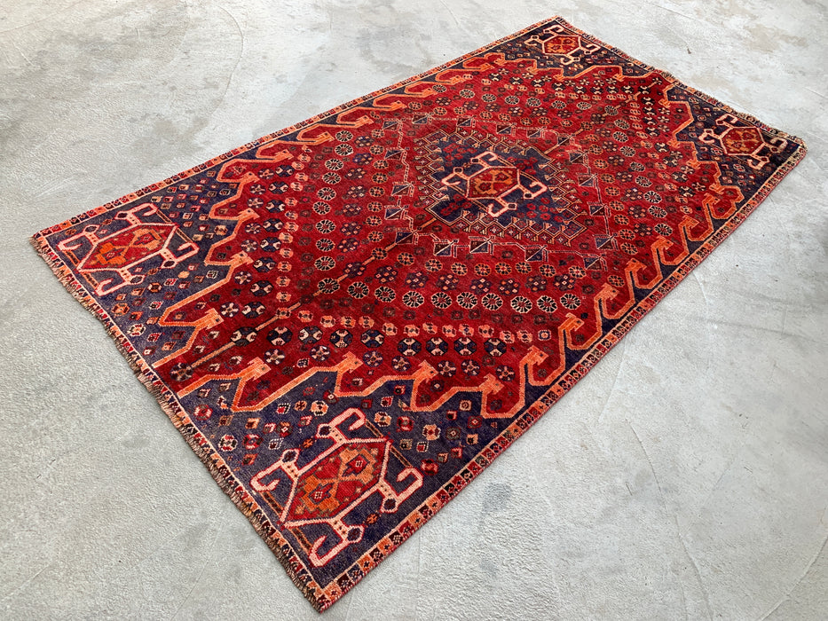 211 x 114 cm Handgeknoopt Perzisch wollen tapijt - Rood tribaal medaillonmotief - KBHM-1008