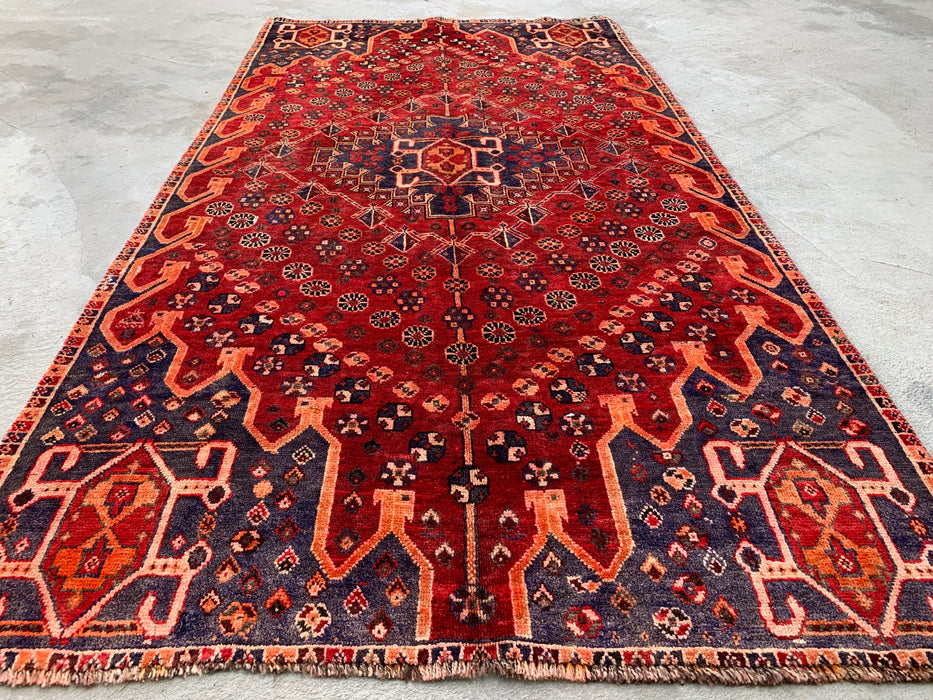211 x 114 cm Handgeknoopt Perzisch wollen tapijt - Rood tribaal medaillonmotief - KBHM-1008