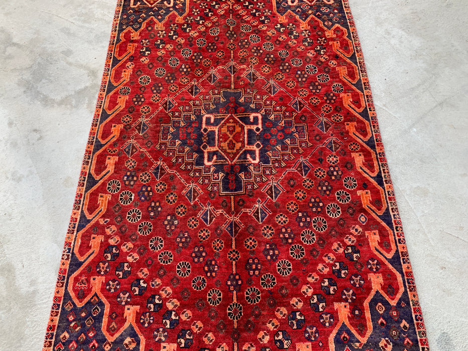 211 x 114 cm Handgeknoopt Perzisch wollen tapijt - Rood tribaal medaillonmotief - KBHM-1008