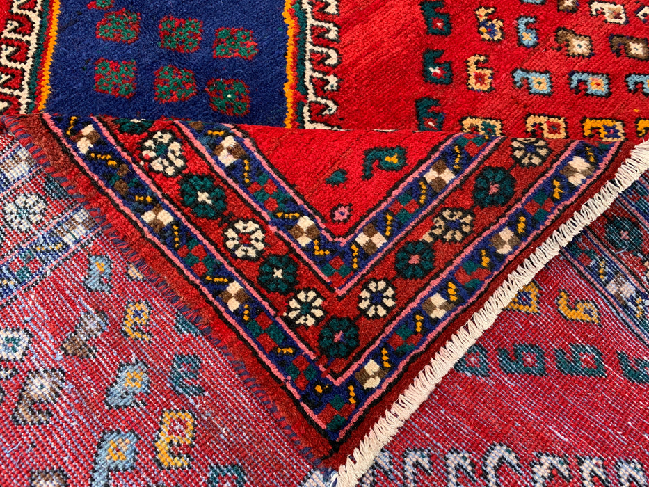 Handgeknoopt Perzisch wollen tapijt van 193 x 145 cm - Rood geometrisch stamontwerp - KBHM-1009