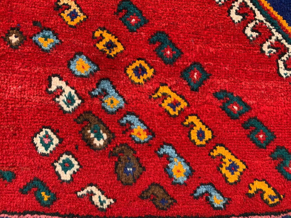 Handgeknoopt Perzisch wollen tapijt van 193 x 145 cm - Rood geometrisch stamontwerp - KBHM-1009