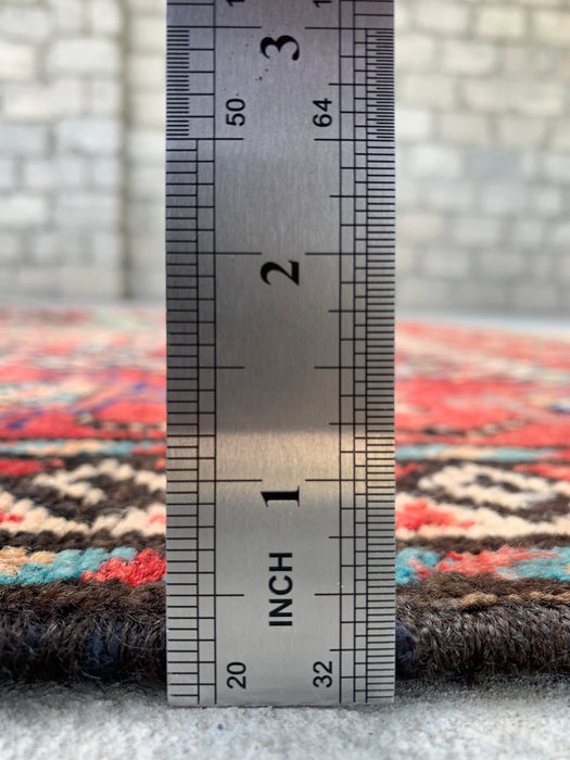 9'3 x 5'3 Handgeknoopt Perzisch wollen vloerkleed - Vervaagd veelkleurig geometrisch tribaal ontwerp - KBHM-1010