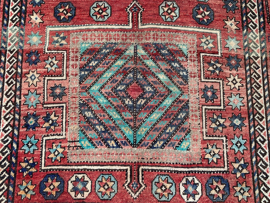 9'3 x 5'3 Handgeknoopt Perzisch wollen vloerkleed - Vervaagd veelkleurig geometrisch tribaal ontwerp - KBHM-1010